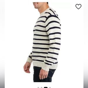 Crown & Ivy Men's Crewneck Sweater - Cream and Navy Sz Small